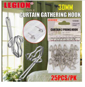 Plastic container, household: Legion Curtain 2 Prong Hook 30mm Pack of 25