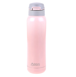 Plastic container, household: Oasis S/S Insulated Drink Bottle W/Flip Straw Lid 500ml Soft Pink