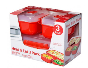 Plastic container, household: Sistema Heat and Eat 3 Pack