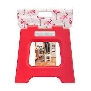 Plastic container, household: Vigar Compact Foldable Stool, 32cm (150kg) Flamingo On Top