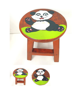 Plastic container, household: Kids Wooden Stool-Baby Panda