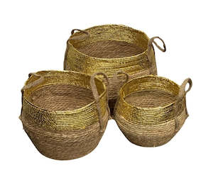 Plastic container, household: Seagrass Planter Baskets - Gold Single