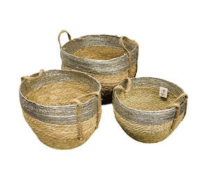 Seagrass Planter Baskets - Silver Single