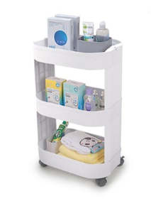 3 Tier Rack W Wheels White