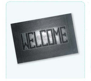 Plastic container, household: Rubber Pin Mat 40 x 60cm Welcome