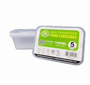 Plastic container, household: 5pk Plastic Food Container 1000ml