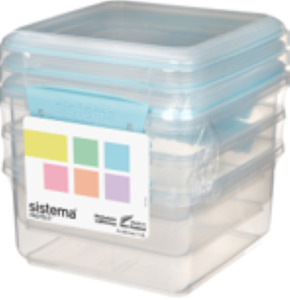 Plastic container, household: 1.2L Rectangular 3 Pack Pastels