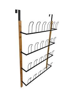 Shoe Rack Bamboo Overdoor 12 pair Black