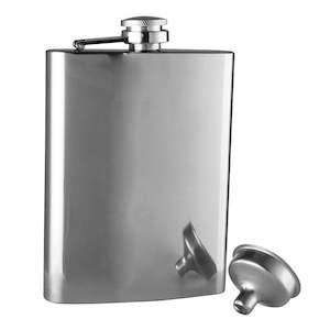 Plastic container, household: Classic Hip Flask With Funnel - Polished