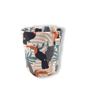 Tribal Earth Pot Cover | Small Storage Basket - Toucan