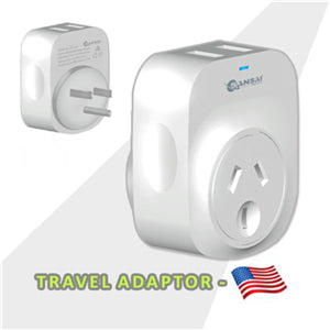 Sansai Outbound USB Travel Adapter - NZ/AU to USA Plug