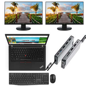 Computer consultancy service: Business Setup Lenovo T480 Ex lease i5 3.6GHz Turbo 16GB RAM 256GB NVME SSD 14" UHD Graphics 620 Webcam WIN 11 2 x 24 inch Monitors Dock