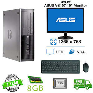 Computer consultancy service: Basic Combo HP Compaq 6200 Pro SFF Ex Lease PC i5 3GHz 8GB 240GB Ubuntu OS includes 19" Monitor Keyboard and Mouse