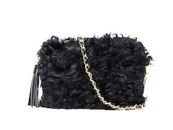 Fluffy Bluff Shearling Clutch - Black Sheep