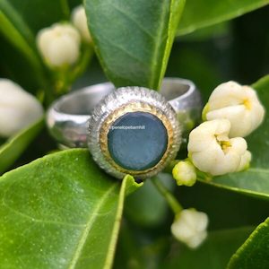 Pounamu Manuka ring. silver and 24ct gold