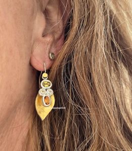 Florette earrings. yellow tourmaline, imperial topaz, citrine, pure silver, 24ct…