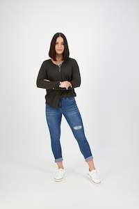 Vassalli - Skinny Leg Ankle Grazer Jean With Folded Cuff - Style 5807 - Blue Denim INSTORE