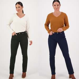 Womenswear: Vassalli - 5004K Slim Leg Knit Jean Carbon or Forest