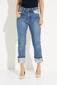 Joseph Ribkoff - Floral Cuffed Jeans - 231928 - Denim 1 x size 14 left