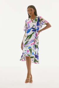 Joseph Ribkoff - Silky Knit & Chiffon Floral Wrap Dress - 251707