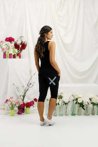 3/4 Apartment Pants - Black with Stormy Stripe X - HL127 46