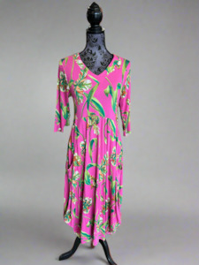 Bittermoon - Carly Dress - Pink/Green Floral Print 3/4 Sleeve