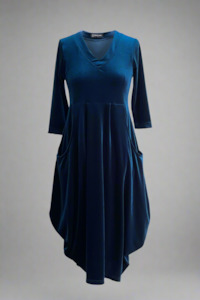 Bittermoon - Velvet Carly Dress - Teal 3/4 Sleeve