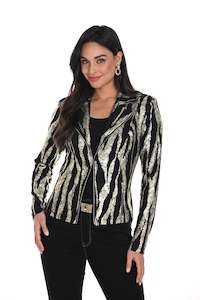 Frank Lyman - Zipped Metallic Jacket - 244297 - Black/Gold