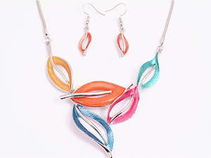 Colourful Leaf Necklace Set - NC3242