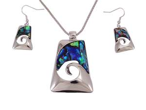 Paua Koru Necklace and Earring Set - NC2920