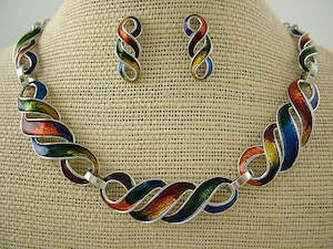 Colorful Ribbon Necklace Set - NC2250