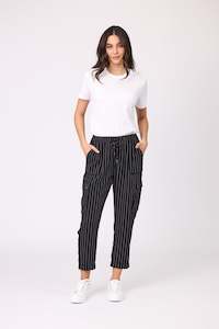 Womenswear: Design Nation - Perplex Stripe Pant - DN28283 - Black