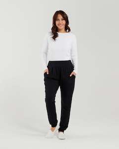 Womenswear: Zafina - Audrey Cotton Pull On Pant - Black 1 x 16 left