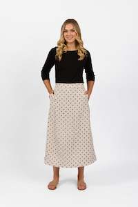 Vassalli - Linen/Cotton Skirt - 7057 - Natural Spot - 50% Off