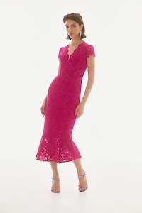 Joseph Ribkoff - Signature | Stretch Lace Trumpet Dress - 251714 - Geranium