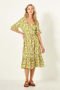 Lemon Tree - Carmen Dress - LT940 - Lime Print