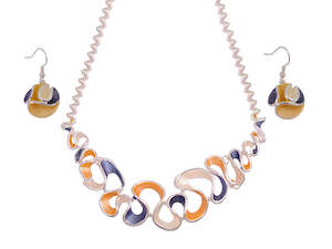 Womenswear: Silver/Gold/Grey Ribbon Necklace Set - NC3759