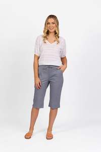 Womenswear: Vassalli 5789 - Below knee slim leg Elastic waist pant/shorts - Atlantic - 50% OFF