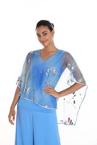 Womenswear: Frank Lyman - Overlay Top & Embellished Pants 2pce Set - French Blue/Turquoise