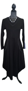 Carly Dress - D1600PON - Black Contrast Stitching with Sleeve Detail