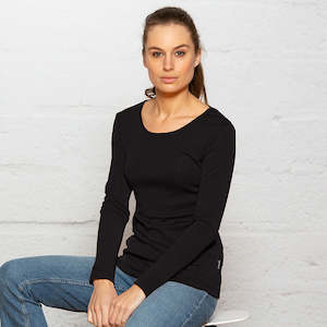 Bay Rd - Merino Demi Scoop Neck - BR804 - Black - Arriving March