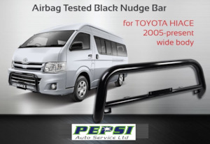 BLACK SLWB  NUDGE BAR for TOYOTA JUMBO Wider HIACE  2005 - 2019