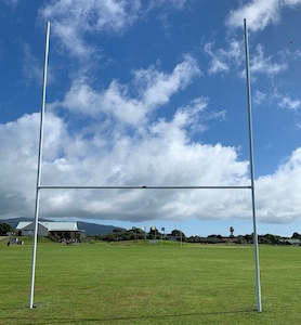 Football Goal Chart: Aluminium Rugby Posts with Sleeve Base - 15.2m