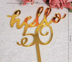 Hello 50 cake plaque