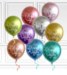 Balloons: 10 pcs Chrome Happy Birthday balloons