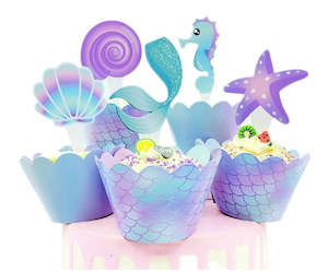 Mermaid: Mermaid cupcake wrappers and toppers (20 pcs)