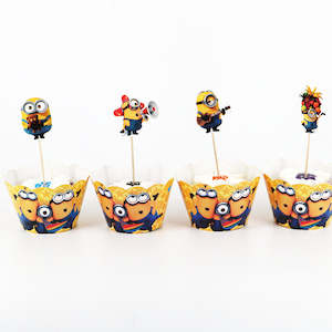 Minion: Mini Yellow Henchmen Cupcake wrappers and toppers (24 pcs)