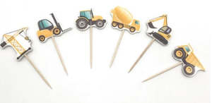 Trucksdiggers: 12 pcs Trucks and Diggers cupcake toppers - style B