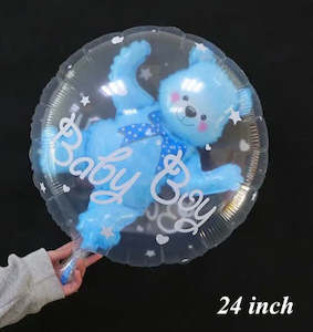 New Baby Gender Reveal: Blue Teddy in a balloon