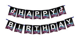 Tick tock birthday banner